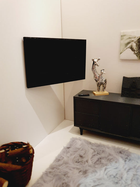 50" TV with Articulating Wall Mount – alternate view 2 | 1:12 scale dolls house miniature