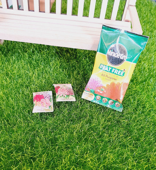Garden Compost & Flower Seeds | 1:12 scale dolls house miniature
