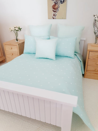 Mint Polka Dot Double Bedding Set | 1:12 scale dolls house miniature