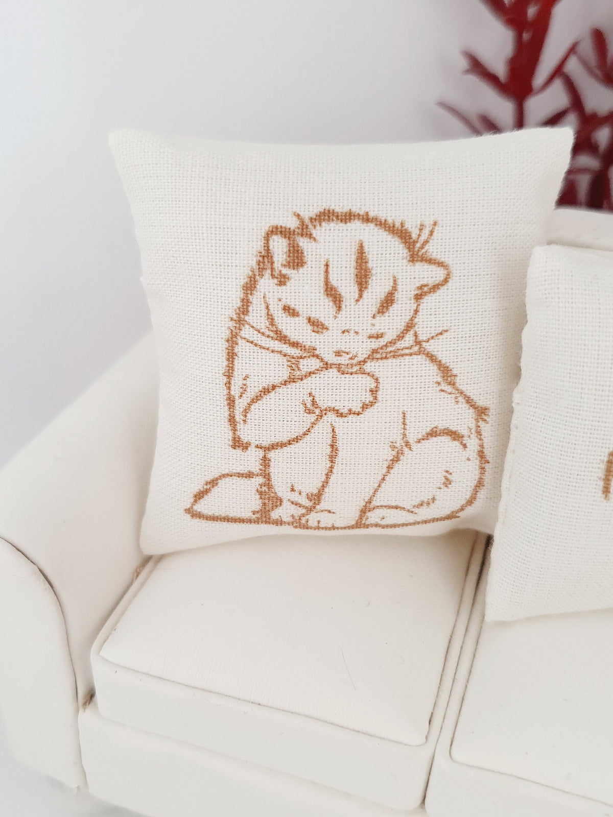 Gold Cat Quote Cushions – Pair – alternate view 4 | 1:12 scale dolls house miniature