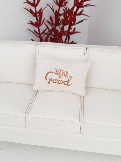 Gold Quote Cushion – Design Choice – alternate view 4 | 1:12 scale dolls house miniature