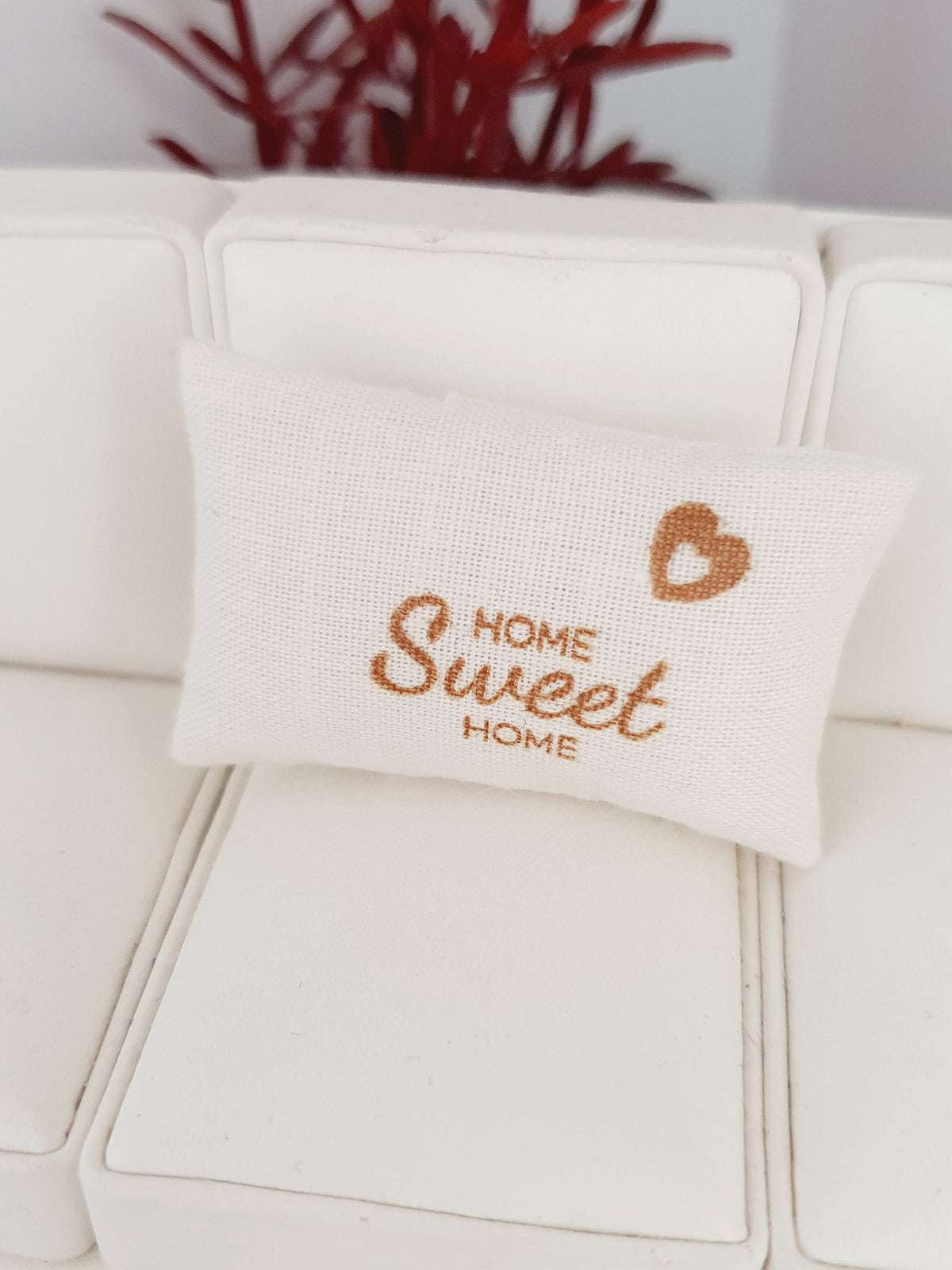 Gold Quote Cushion – Design Choice – alternate view 2 | 1:12 scale dolls house miniature