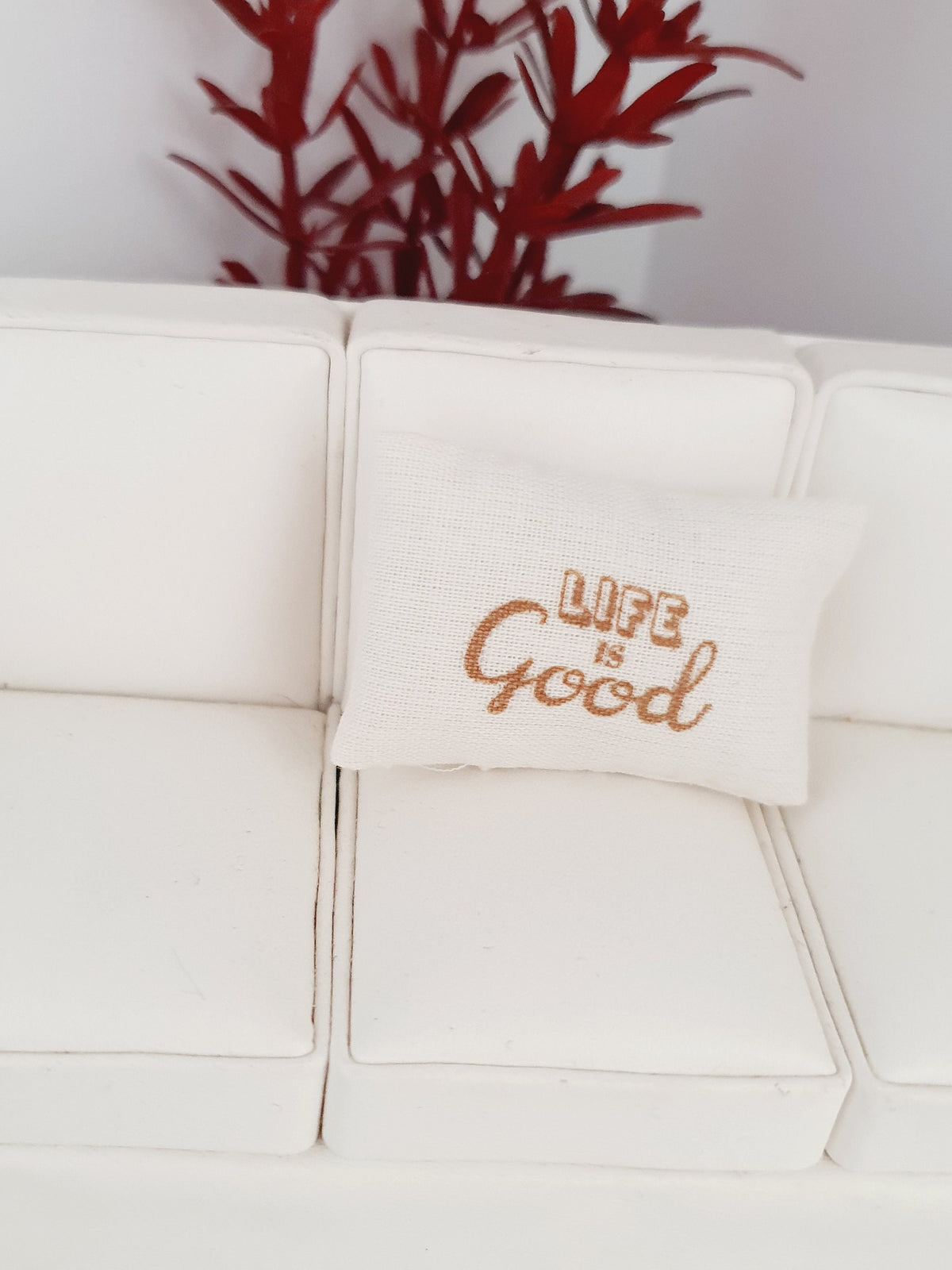 Gold Quote Cushion – Design Choice – alternate view 5 | 1:12 scale dolls house miniature