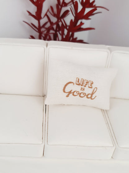 Gold Quote Cushion – Design Choice – alternate view 5 | 1:12 scale dolls house miniature