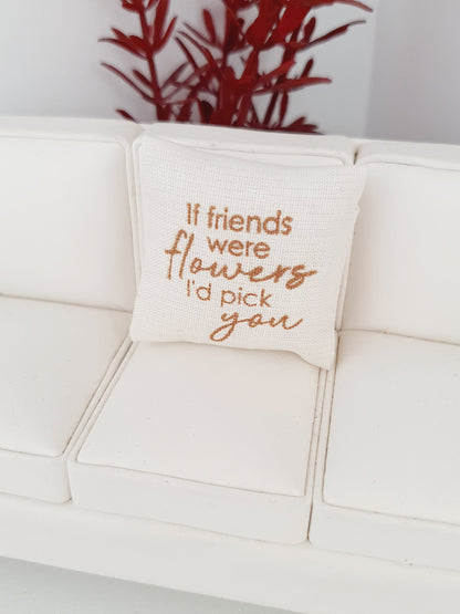 Cream & Gold Quote Cushion | 1:12 scale dolls house miniature