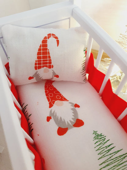 Gnome Christmas Cot Bedding – alternate view 7 | 1:12 scale dolls house miniature