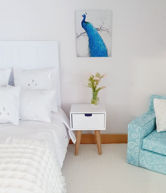 Modern Bedside Table with 1 Drawer | 1:12 scale dolls house miniature