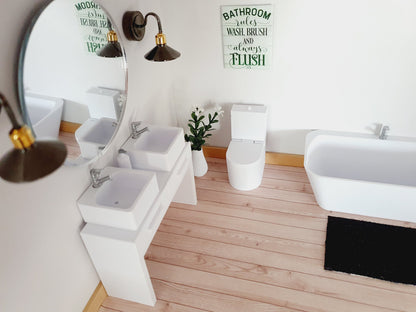 White Bathroom Set – 2 Drawers | 1:12 scale dolls house miniature