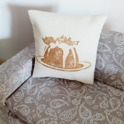 Christmas Pudding Cushion – alternate view 2 | 1:12 scale dolls house miniature