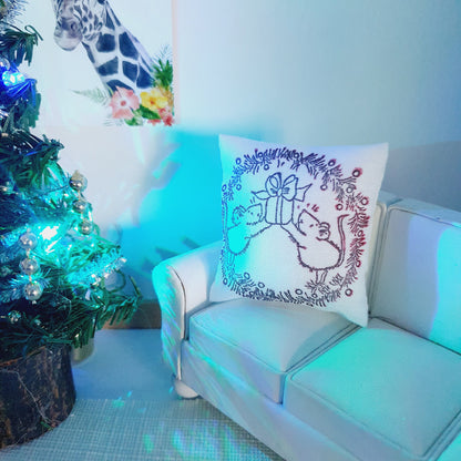 Christmas Mice Cushion – alternate view 2 | 1:12 scale dolls house miniature