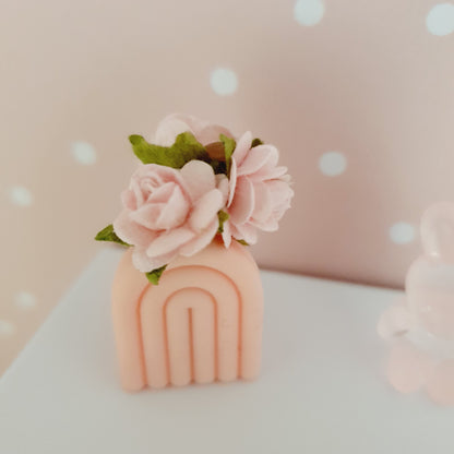 Rainbow Plant Pot with Roses – alternate view 2 | 1:12 scale dolls house miniature