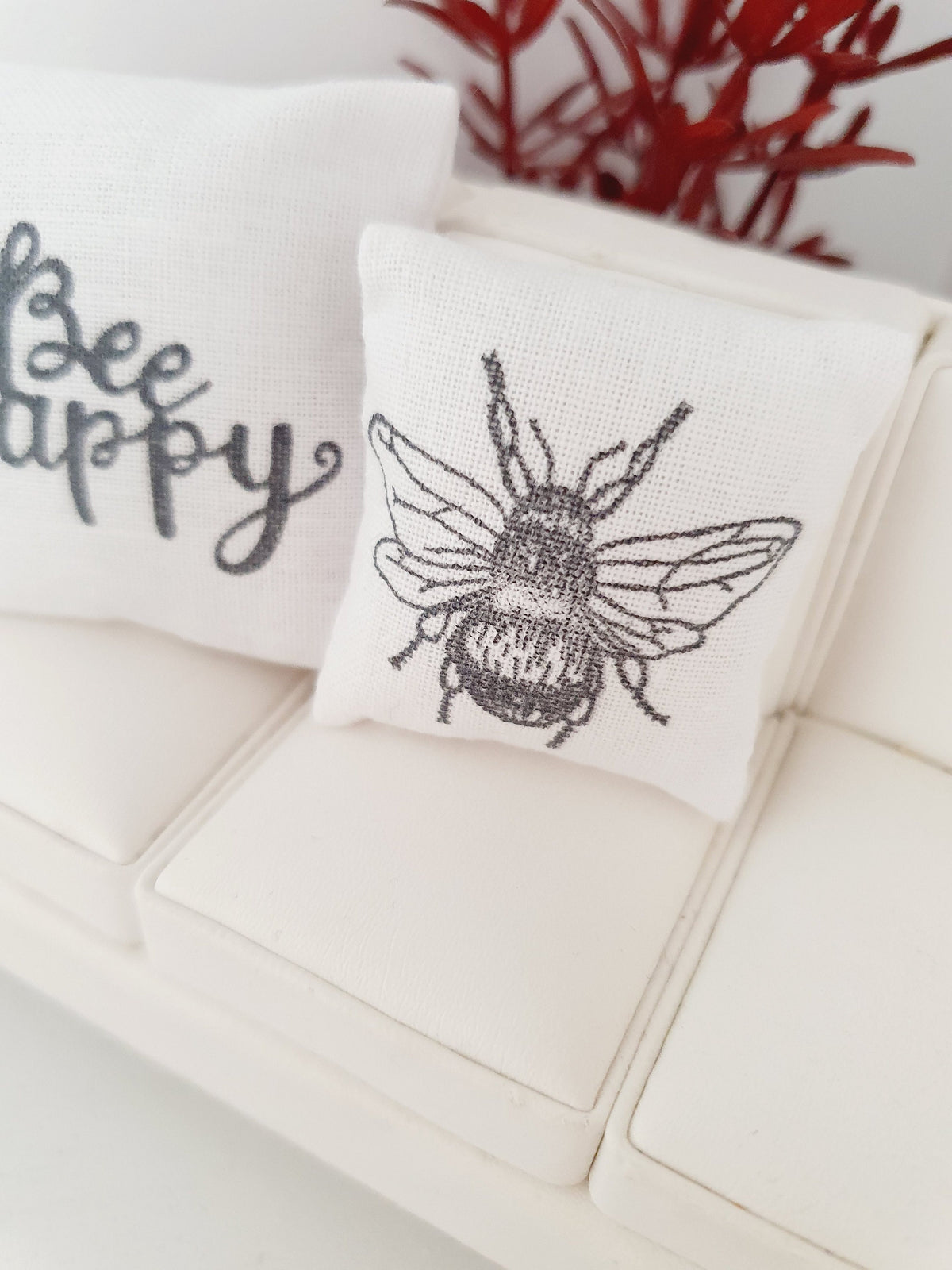 Bee Cushions – Set of 2 – alternate view 2 | 1:12 scale dolls house miniature