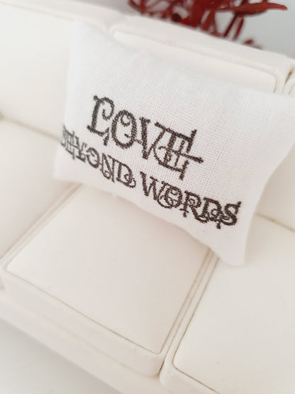Love, Laugh & Live Quote Cushion – alternate view 4 | 1:12 scale dolls house miniature