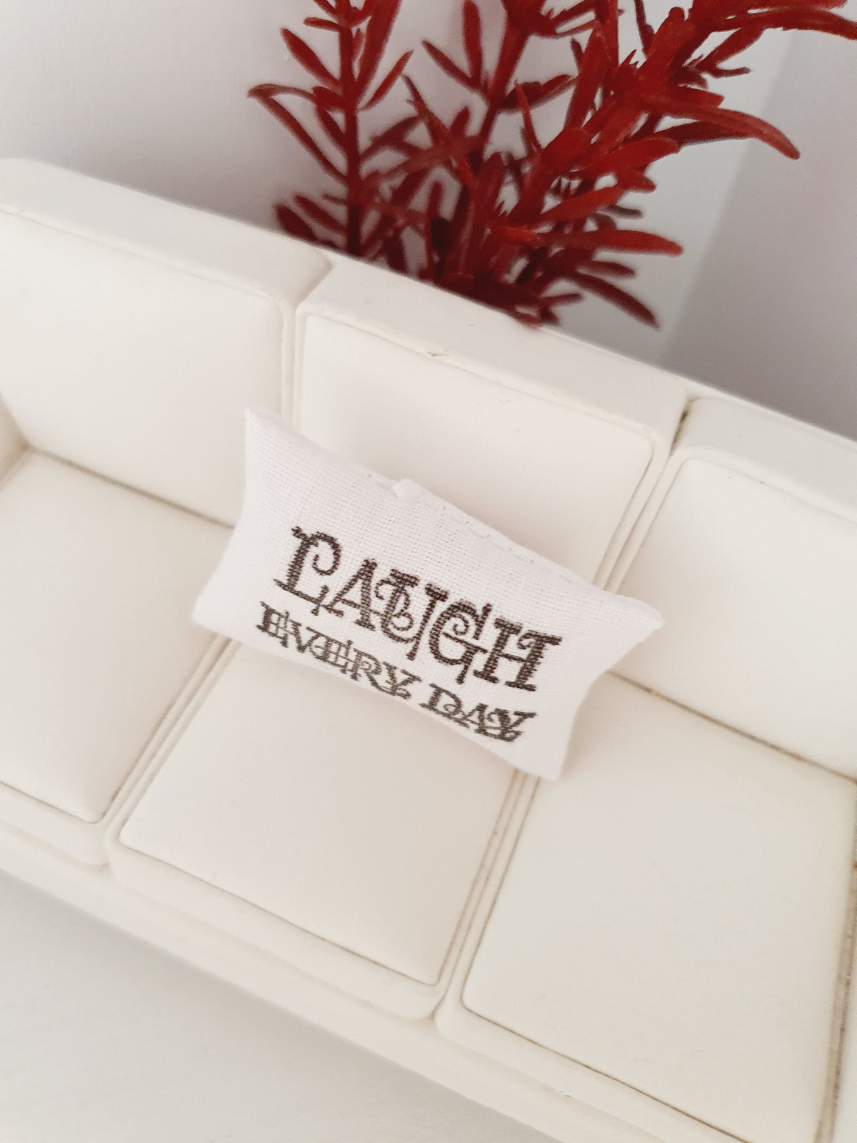 Love, Laugh & Live Quote Cushion – alternate view 9 | 1:12 scale dolls house miniature