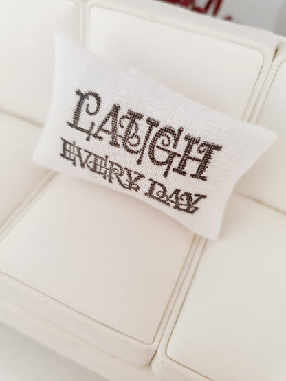 Love, Laugh & Live Quote Cushion – alternate view 2 | 1:12 scale dolls house miniature
