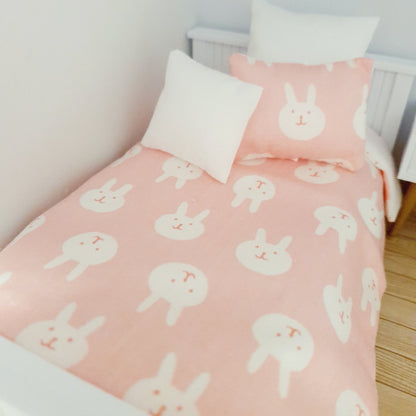 Pink Rabbits Single Bedding Set – alternate view 5 | 1:12 scale dolls house miniature