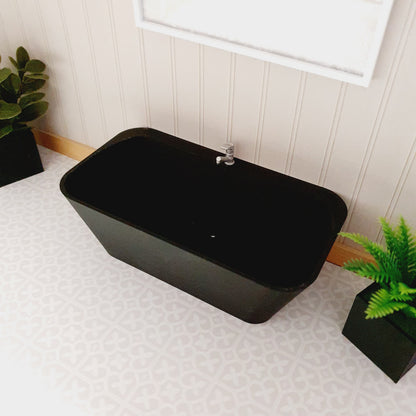 Black Bath with Chrome Tap – alternate view 3 | 1:12 scale dolls house miniature
