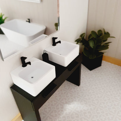 Black Bathroom Set & Double Vanity – alternate view 3 | 1:12 scale dolls house miniature