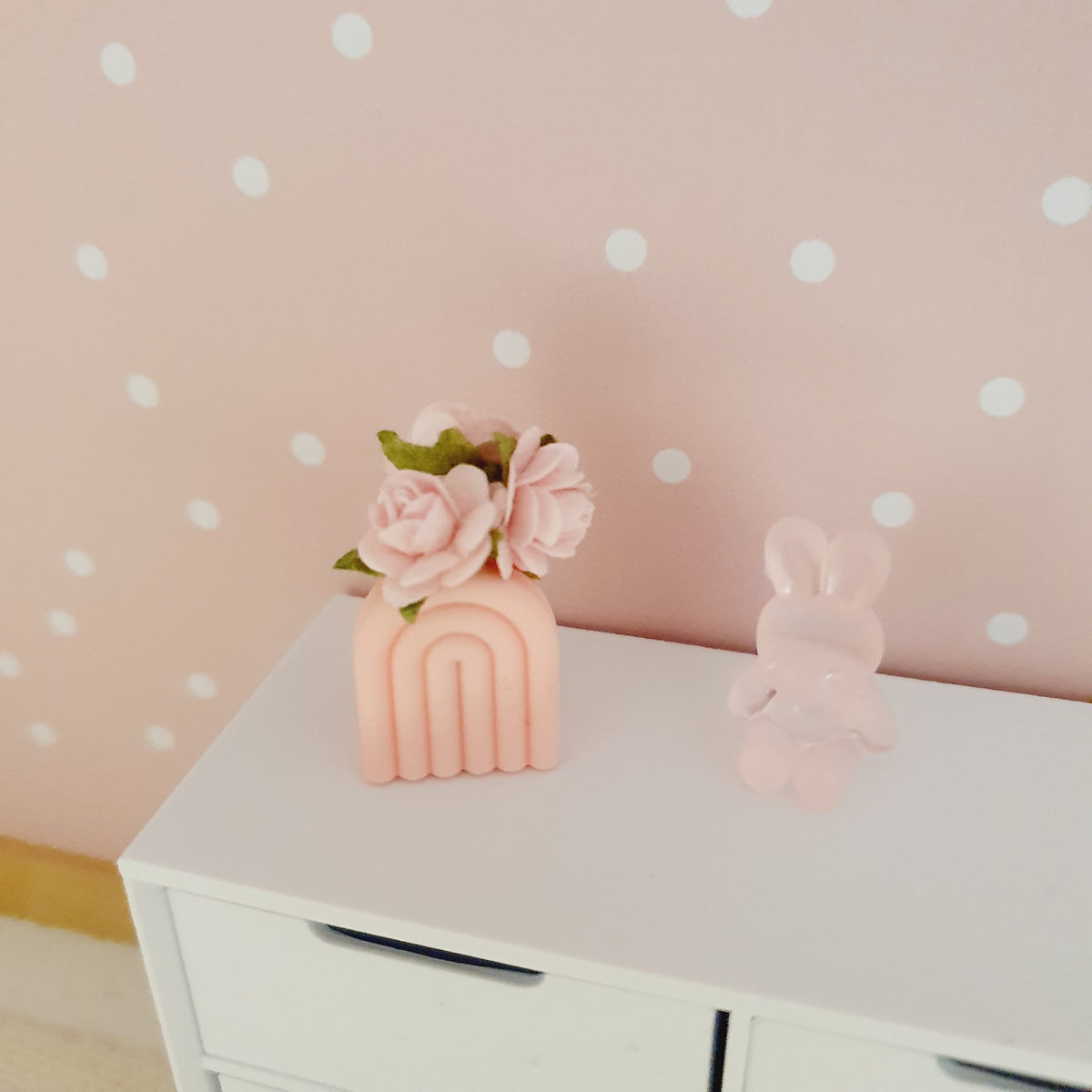 Rainbow Plant Pot with Roses – alternate view 5 | 1:12 scale dolls house miniature