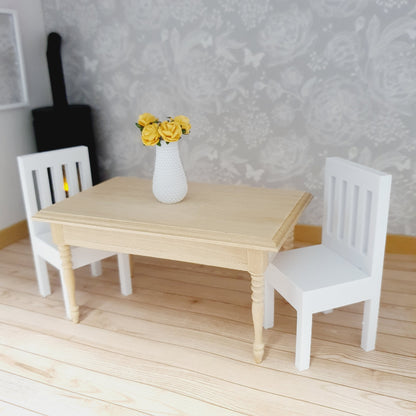 dollhouse white chair, H: 8cm D: 3.7cm W: 3.7cm, straight back with 4 long holes in the back of chair, 12th scale miniature, 3d printed