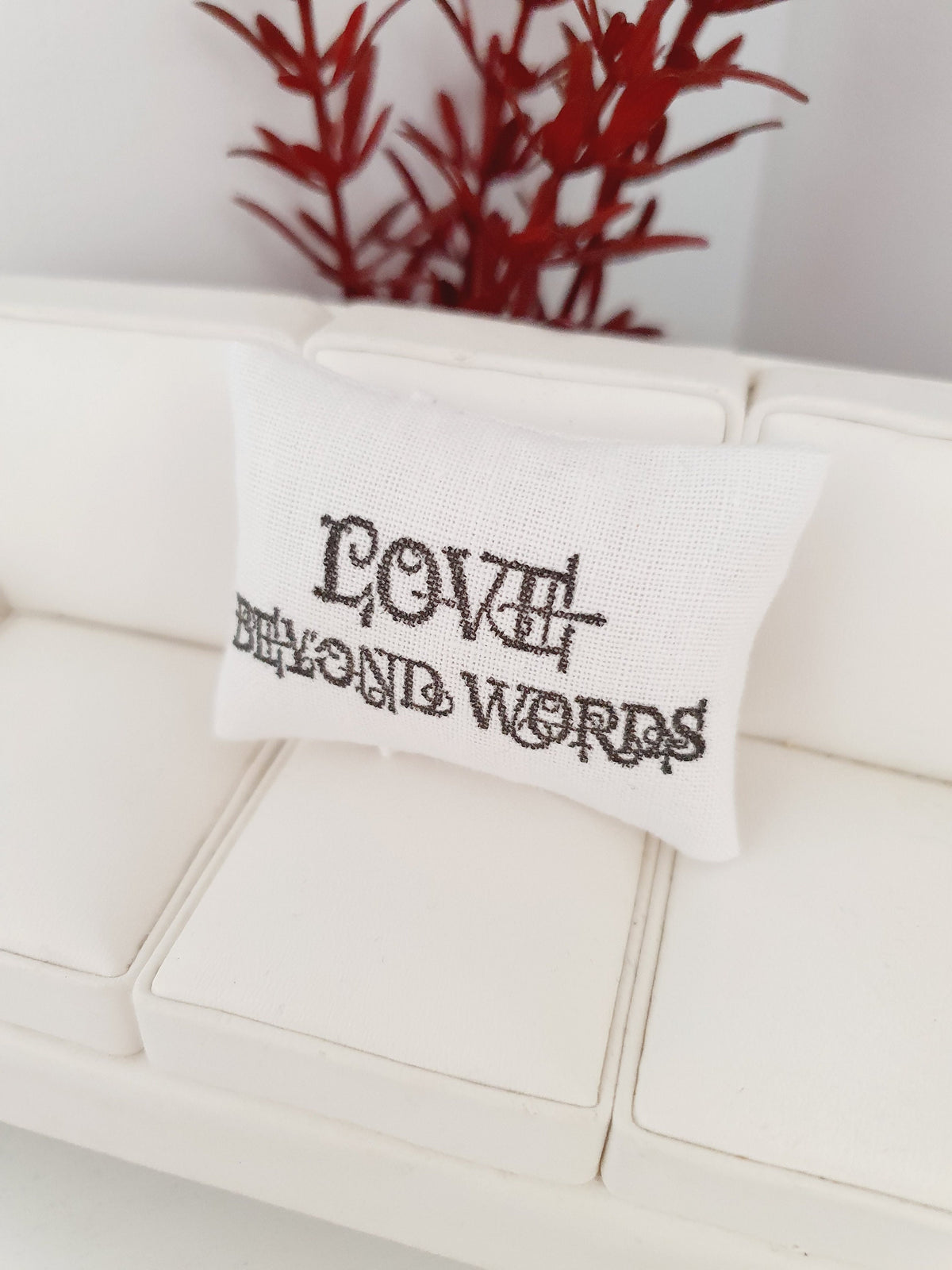 Love, Laugh & Live Quote Cushion | 1:12 scale dolls house miniature