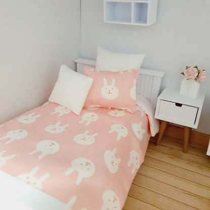 Pink Rabbit Junior Bedding Set – alternate view 3 | 1:12 scale dolls house miniature