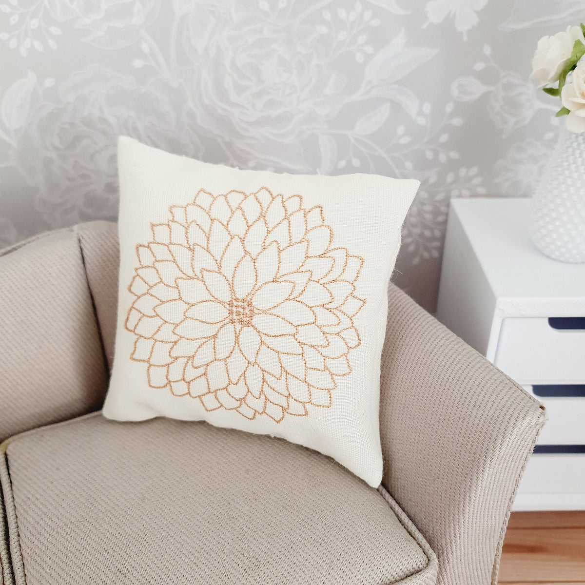 Flower Cushion – alternate view 3 | 1:12 scale dolls house miniature