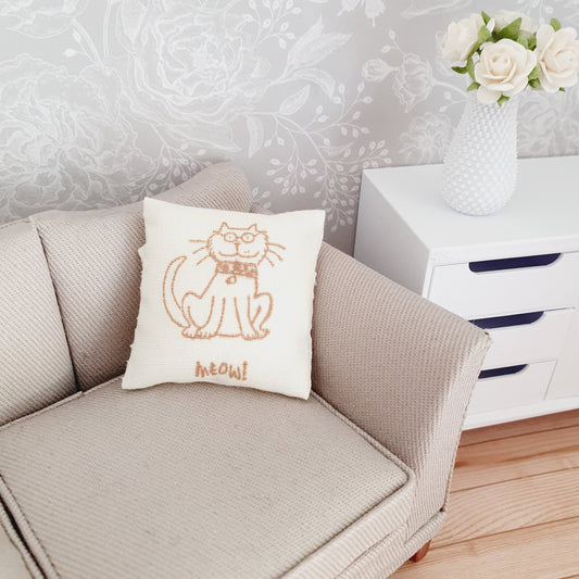 Meow Cat Cushion | 1:12 scale dolls house miniature