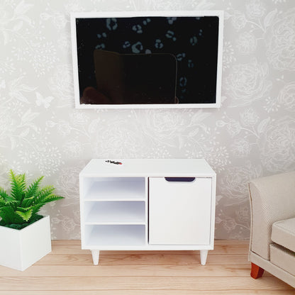 Small Sideboard with Open Shelves – alternate view 4 | 1:12 scale dolls house miniature