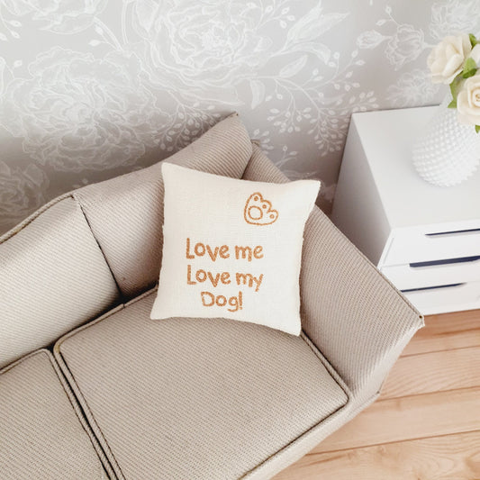 Love My Dog Cushion – alternate view 2 | 1:12 scale dolls house miniature