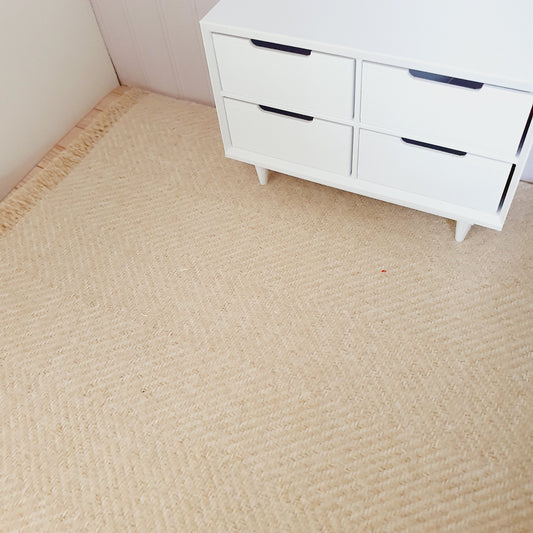 XL Dark Beige Herringbone Rug | 1:12 scale dolls house miniature