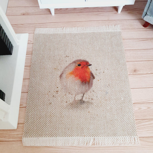 Robin Linen Look Rug | 1:12 scale dolls house miniature
