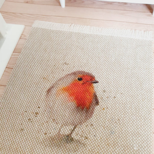 Robin Linen Look Rug – alternate view 2 | 1:12 scale dolls house miniature