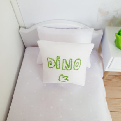 Green Dinosaur Cushion – alternate view 5 | 1:12 scale dolls house miniature