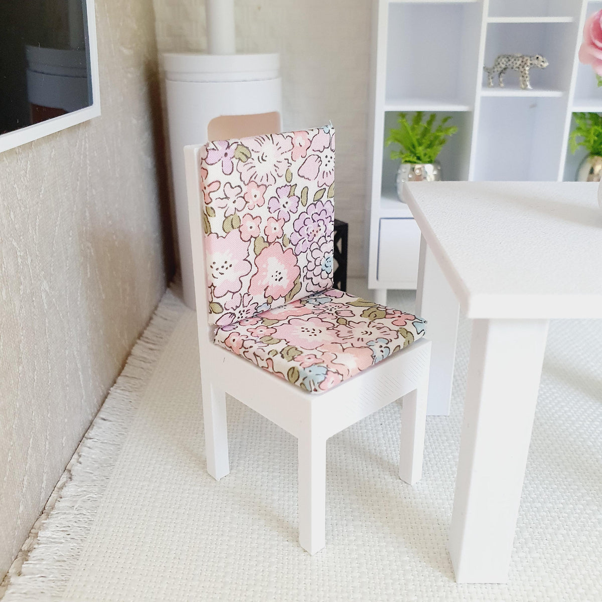 Modern Floral Dining Chair | 1:12 scale dolls house miniature
