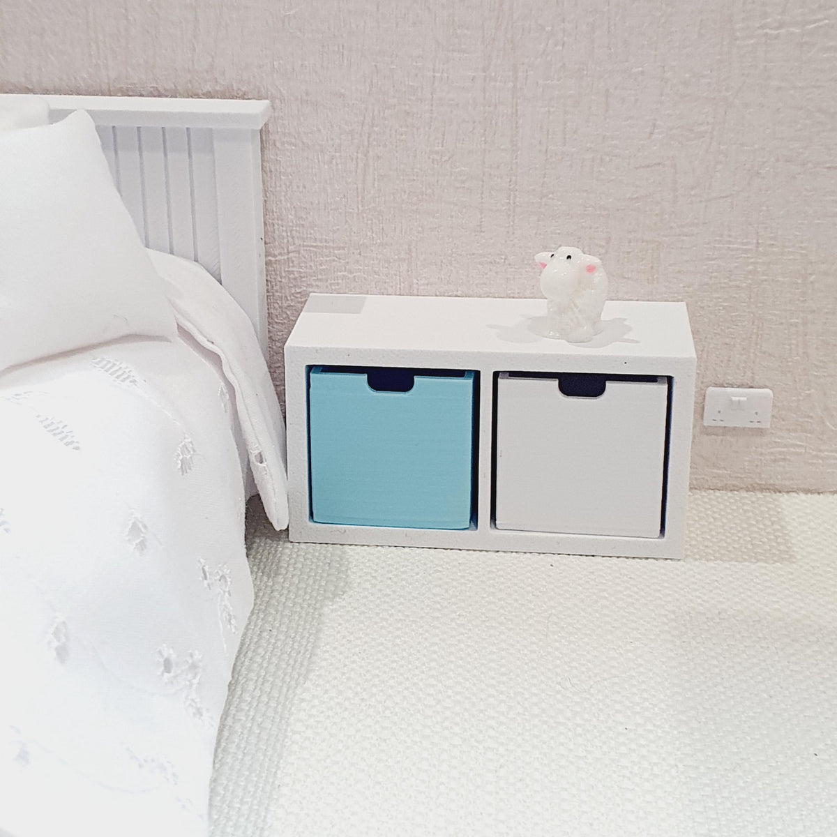 Modern Cube Storage Unit with Boxes – alternate view 3 | 1:12 scale dolls house miniature