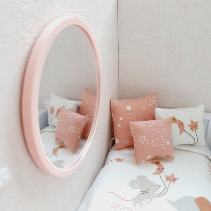 Coloured Round Mirror – 93 mm | 1:12 scale dolls house miniature
