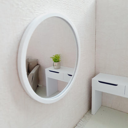 Coloured Round Mirror – 93 mm – alternate view 2 | 1:12 scale dolls house miniature