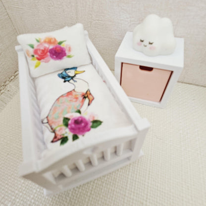 Jemima Puddle Duck Crib Bedding Set | 1:12 scale dolls house miniature
