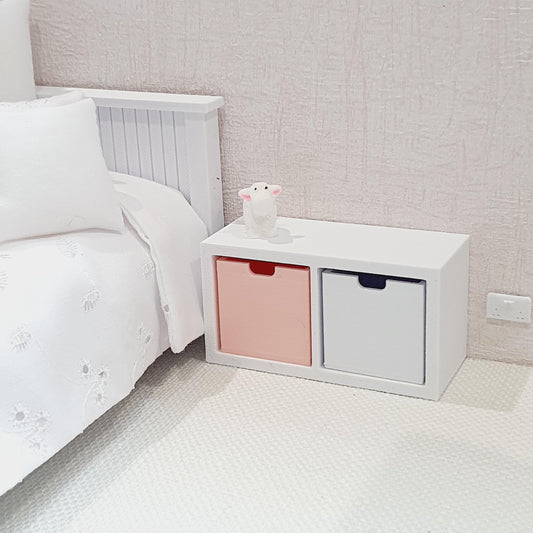 Modern Cube Storage Unit with Boxes | 1:12 scale dolls house miniature