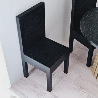 dollhouse white chair, H: 8cm D: 3.7cm W: 3.7cm, straight back chair, 12th scale miniature, 3d printed