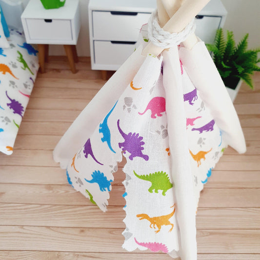 Cream Dinosaur Teepee – alternate view 2 | 1:12 scale dolls house miniature