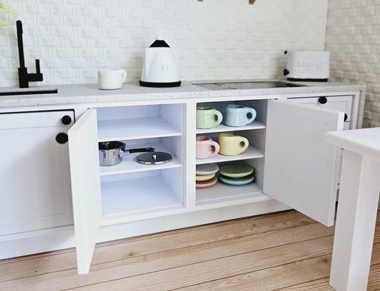 Shaker Kitchen Set with SMEG Fridge – alternate view 2 | 1:12 scale dolls house miniature