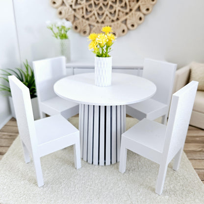 Round Dining Table & 4 Chairs | 1:12 scale dolls house miniature
