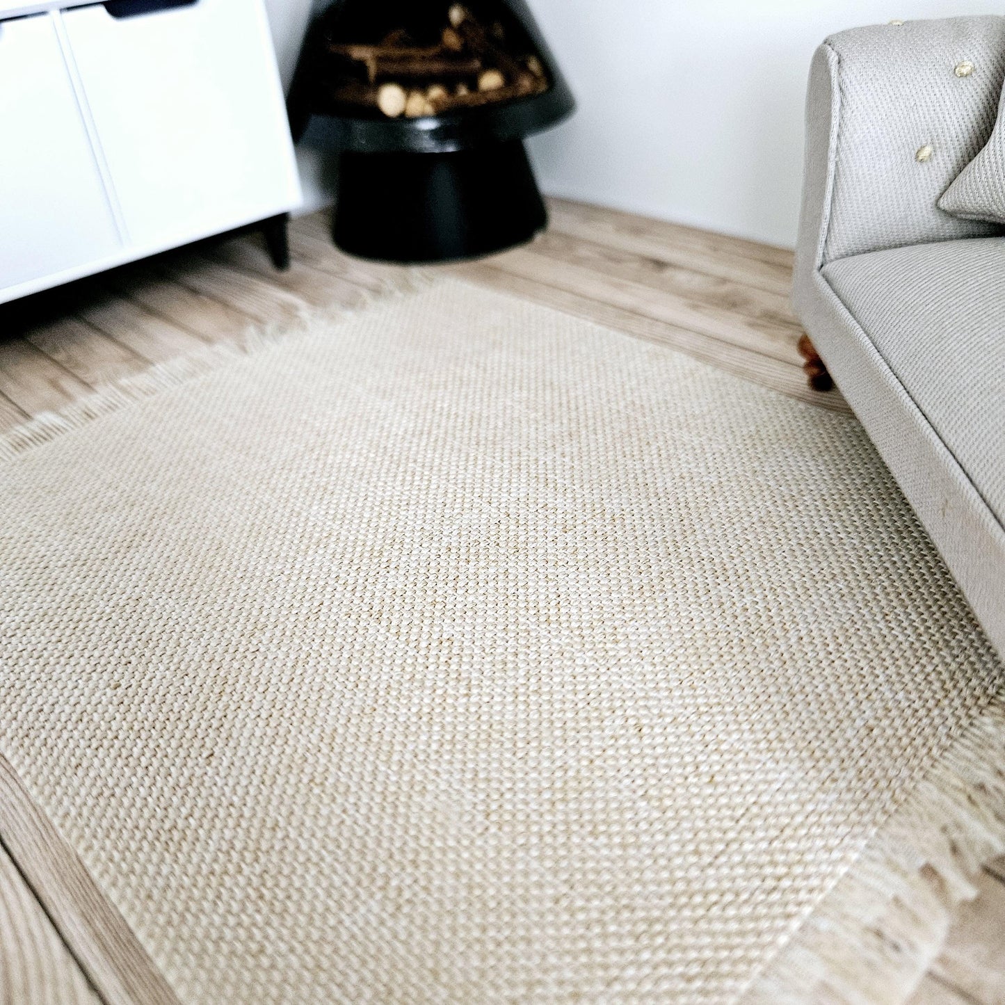 Beige Miniature Dolls House Rug, 1:12 Scale