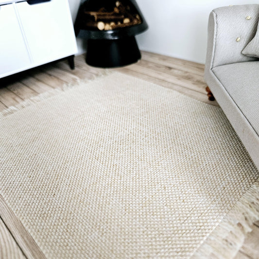 Beige Miniature Dolls House Rug, 1:12 Scale