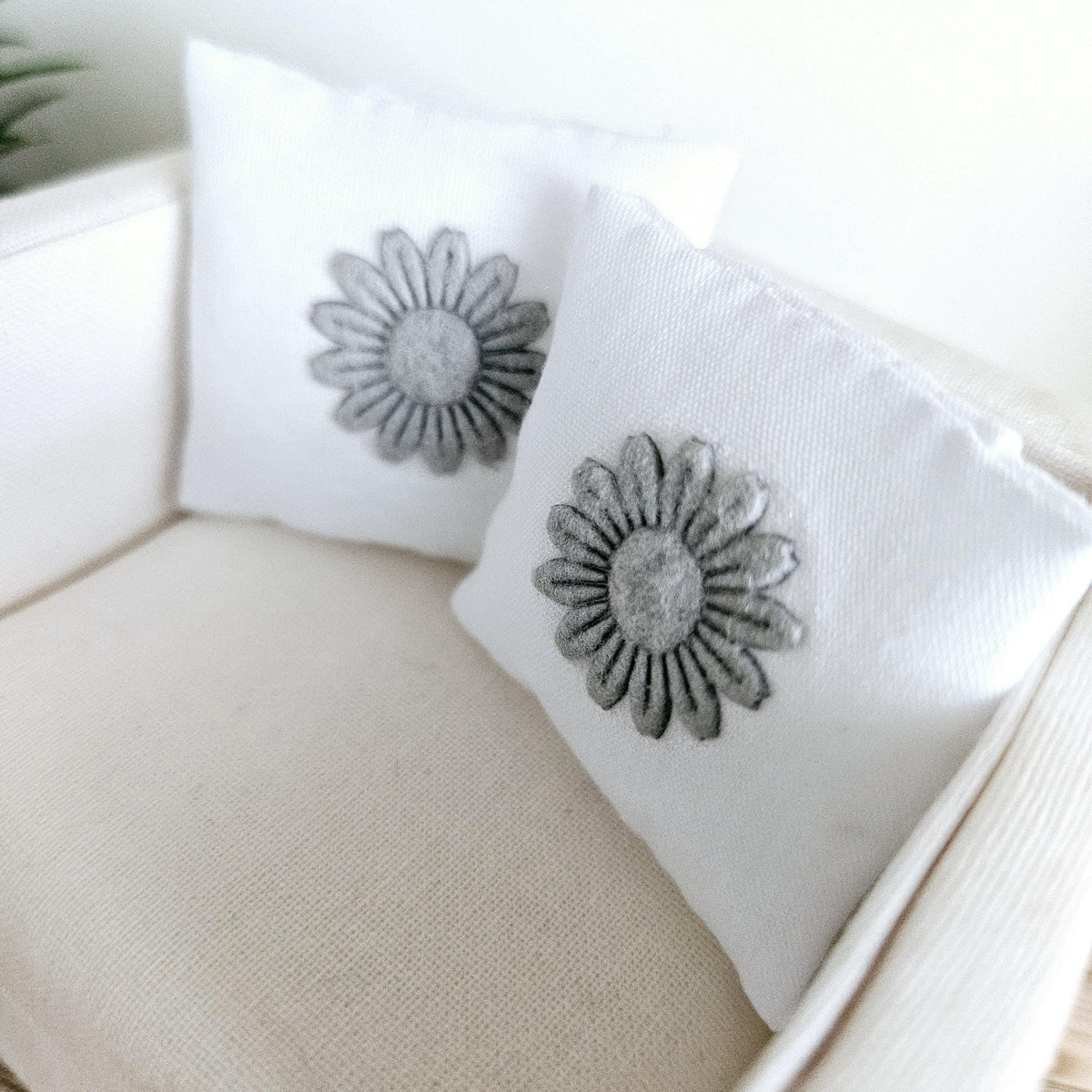 Flower Cushion Pair – alternate view 4 | 1:12 scale dolls house miniature