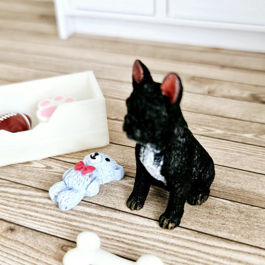 French Bulldog & Toy Box | 1:12 scale dolls house miniature