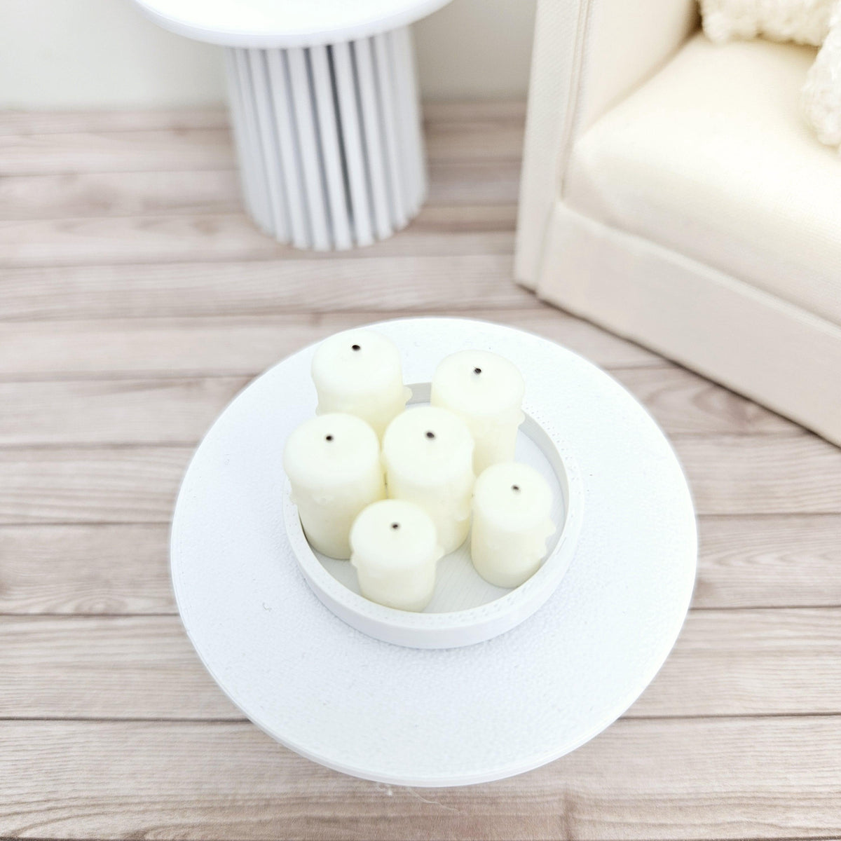 Tray Ornament with 6 Candles – alternate view 4 | 1:12 scale dolls house miniature