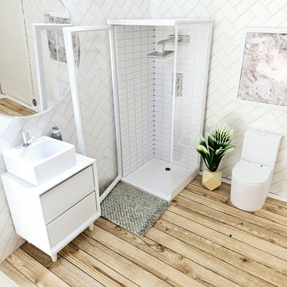 Tiled Modern Shower Cubicle – alternate view 4 | 1:12 scale dolls house miniature